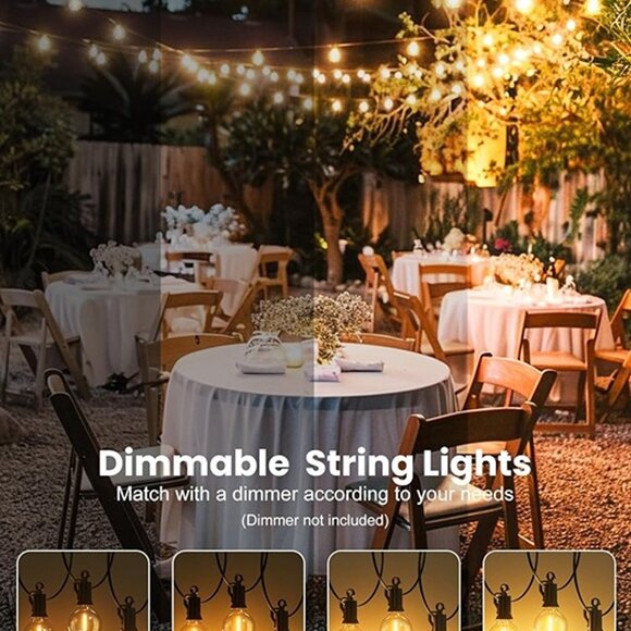 NEW Outdoor String Lights - Connectable Dimmable LED Patio String Lights - Picture 8 of 10